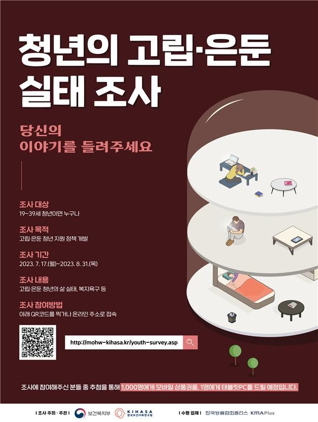 청년의 고립은둔 실태조사 포스터